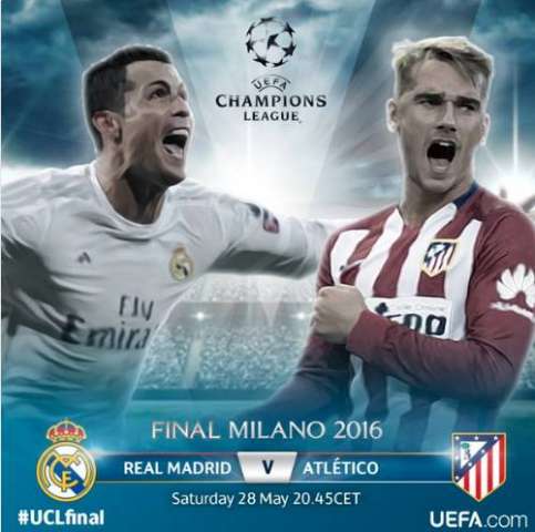 البث المباشر لمباراة ريال مدريد واتليتكو في نهائي دوري ابطال اوروبا 2016