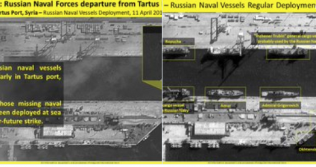 صور مزعومة لسفن حربية روسية مغادرة ميناء سوري وسط التهديدات
