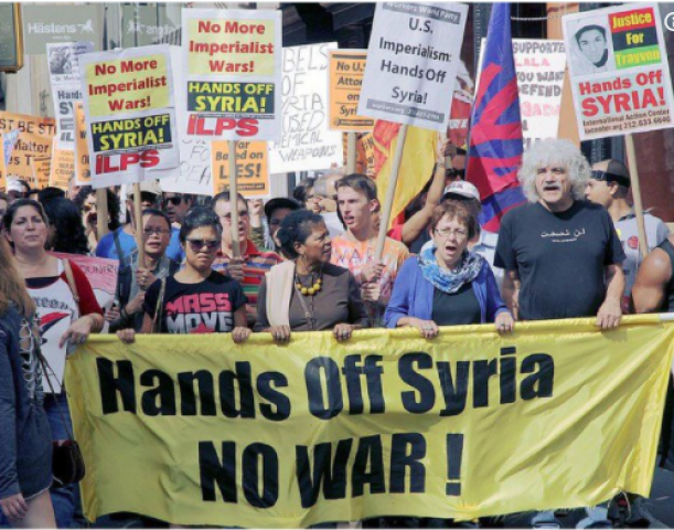 بالصور.. مظاهرات في «أمريكا وبريطانيا» ضد الضربة الثلاثية على سوريا