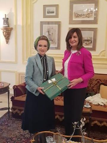 وزيرة الهجرة تلتقي حرم رئيس مجلس النواب اللبناني