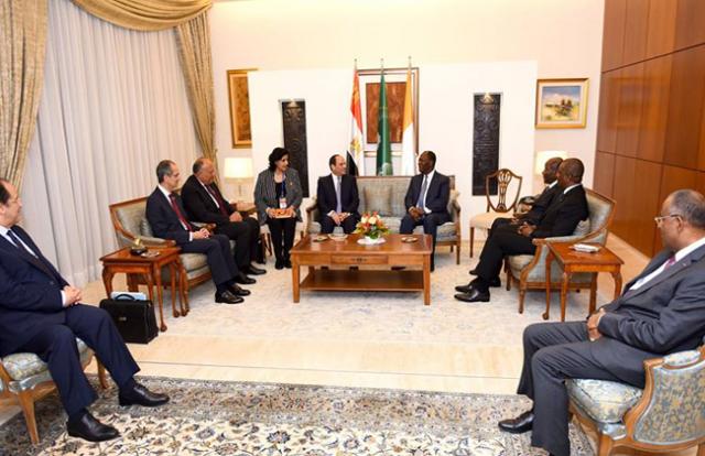 جانب من استقبال الرئيس السيسي في أبيدجان