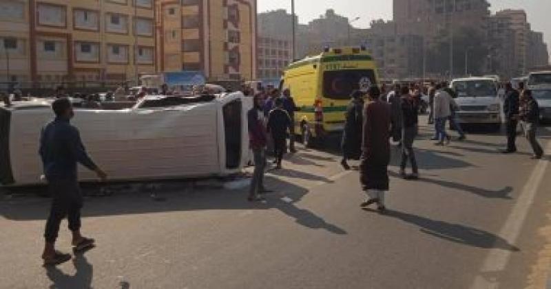 إصابة 18 شخصا فى حادث انقلاب سيارة ميكروباص بالدقهلية