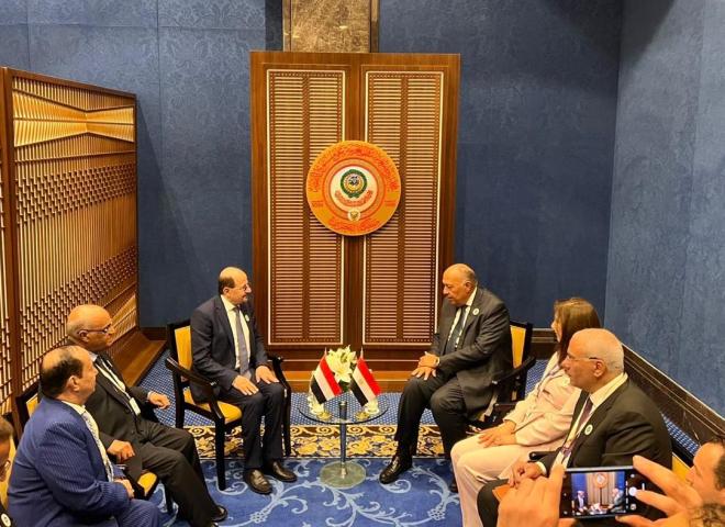 سامح شكري يلتقي وزير الخارجية اليمني في المنامة