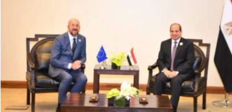 الرئيس السيسي يبحث مع رئيس المجلس الأوروبي أوضاع الشرق الأوسط والتطورات بغزة