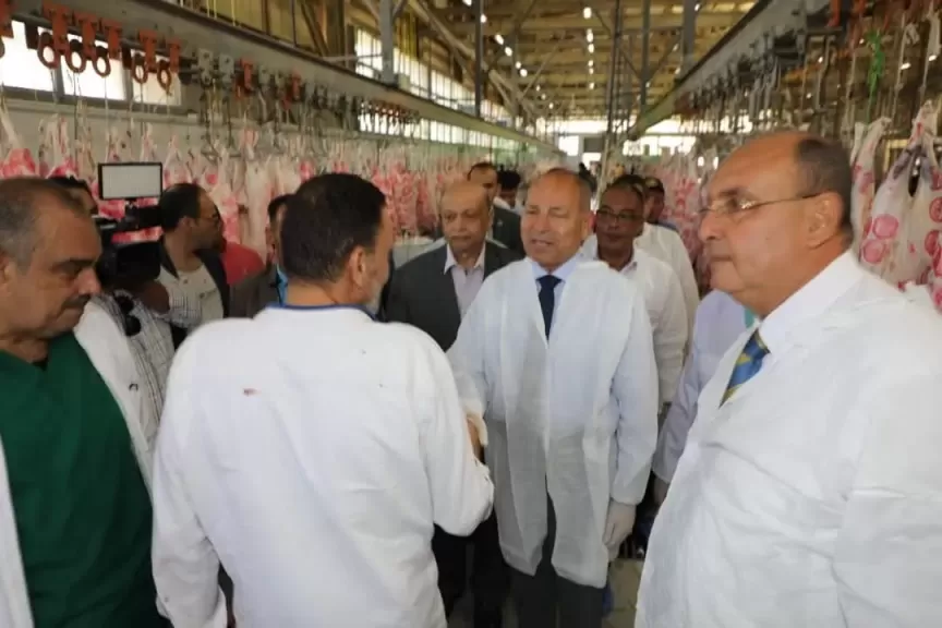 محافظ القاهرة يطمئن على اتخاذ الاجراءات الصحية أثناء الذبح والكشف على الذبائح بمجزر 15 مايو