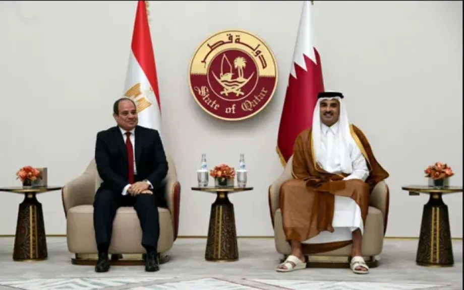 الرئيس عبدالفتاح السيسي وامير قطر